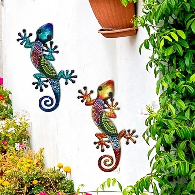 Acryl Gecko Wandkunst Eidechse hängende Skulptur 8cm für Gartenzaum Dekorationen - Bild 1 von 4