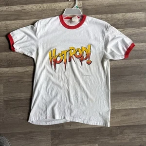 Vintage WWf 1986 Rowdy Roddy Piper Hot Rod White Ringer Shirt L WWF 20 x 26,5 - Bild 1 von 13