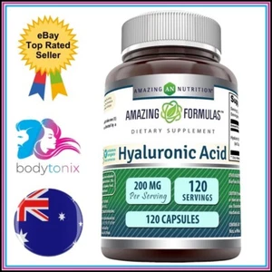 AMAZING FORMULAS HYALURONIC ACID 200mg Anti-Aging Skin Support 120 Capsules - Picture 1 of 4