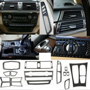 16Pcs Carbon Fiber Full Interior Kit Cover Trim For BMW X5 E70 X6 E71 2008-2013 - Picture 1 of 12