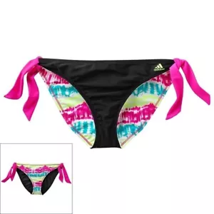 NWT $44 Adidas Reversible Scoop Bottoms Womens Swim Suit Bikini Size 14 Black - Imagen 1 de 1