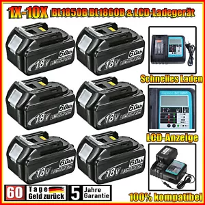 für Makita Ersatzakku BL1850B BL1860B 18V 5,0Ah 6Ah BL1830B & LCD-Ladegerät LXT - Bild 1 von 25