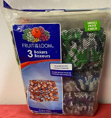 Boxers Boy's Fruit of The Loom 3 pares tamanho: pequeno 6-8 novo no pacote - Imagem 1 de 4
