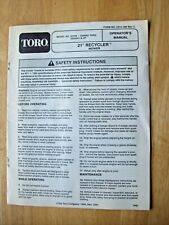 Original Toro ~ 21" Recycler Mower ~ Operators Manual 3314-285 Rev. C