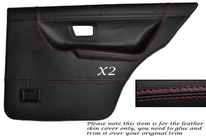 RED STITCH 2X REAR DOOR CARD SKIN COVERS FITS VW GOLF MK2 II JETTA 83-92 5DR - Picture 1 of 3