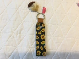 Simply Southern Schlüsselanhänger Sonnenblumen mit Fransen, schwarzer Schlüsselanhänger Schlüsselring neu mit Etikett - Bild 1 von 2