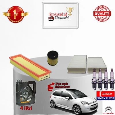 KIT TAGLIANDO FILTRI OLIO CANDELE CITROEN C3 II 1.1 44KW 60CV DAL 2011 -> - Imagen 1 de 2