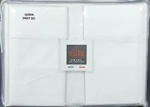 New Bellino Fine Linens Hotel Collection Italy QUEEN Sheet Set (WHITE Color) - Picture 1 of 2