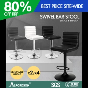 ALFORDSON Bar Stools Ruel Kitchen Swivel Dining Chair Leather Gas Lift x2/x4 - Picture 1 of 63
