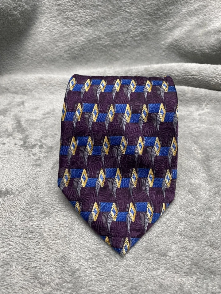 Corbata Preswick & Moore Para Hombre Púrpura Azul Geométrica 100 Seda Clásica Ancho 1 Foto 1 de 4