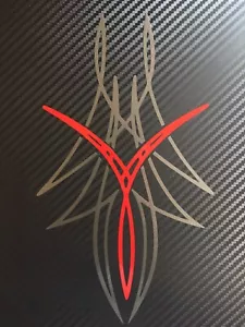 NABELSTREIFEN Design Aufkleber Aufkleber Motorhaube Motorrad 210x120mm BUNMETALLGRAU & ROT - Bild 1 von 12