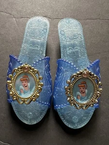 Girls Dress Up Blue Cinderella Costume Shoes Pretend Play Disney Slippers (7in) - Picture 1 of 5