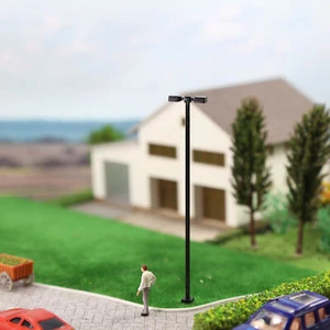 Evemodel 10 pz Lampada in metallo scala OO HO bianco luce stradale LED 10,6 cm palo nero - Foto 1 di 6