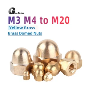 M3 M4 M5 M6 M8 M10 M12 M14 M16 M18 M20 Brass Domed Nuts For Screws Bolts DIN1587 - Picture 1 of 23