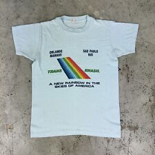 Trans Brasil Airlines T Shirt Vtg 70s 80s Rainbow Single Stitch Rio San Paulo