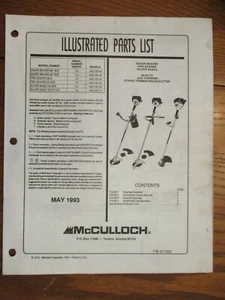 USED MCCULLOCH EAGER BEAVER PRO SCAPER STRING TRIMMER/BRUSH PARTS LIST MAY 1993 - Picture 1 of 1