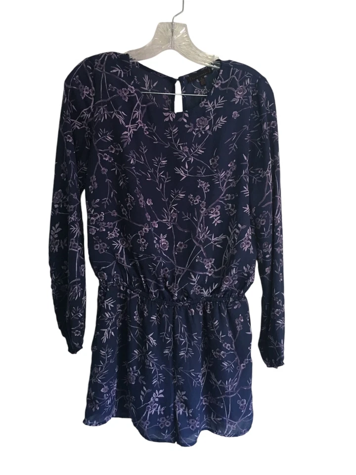 Lucca Couture 女式小号紫色花卉长袖露背连身裤 — 第 1/4 张图片