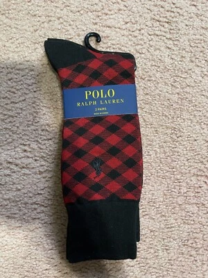 2 pares de calcetines a cuadros Polo Ralph Lauren rojo búfalo para hombre Foto 1 de 2