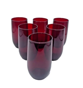 Juego de 6 vasos ANCHOR HOCKING ROLY POLY ROYAL RUBY 11 OZ de colección - Imagen 1 de 7