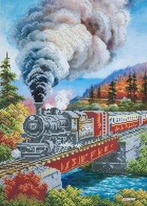 Kit Tren en el puente esquema de bordado de cuentas sobre lienzo patrón hágalo usted mismo a3-k-1175 - Imagen 1 de 12