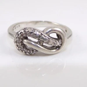 Sterling Silver Infinity Eternity 0.10 ctw Diamond Band Ring Size 6 LFE3 - Picture 1 of 4
