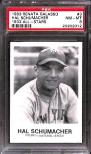 1983 TCMA Renata Galasso 1933 All-Stars #3 Hal Schumacher PSA 8 NMMT - Picture 1 of 1