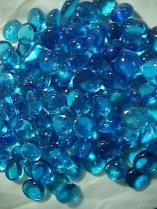 1000 AZURE LUSTER FLAT GLASS MARBLES GEMS, VASE FILLERS, MOSAIC TILES $24.99 - Picture 1 of 4