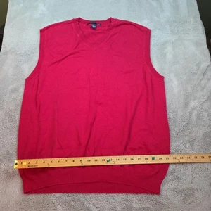 Chaleco de golf Devon Jones 2XL rojo sin mangas cuello suéter de algodón - Imagen 1 de 5