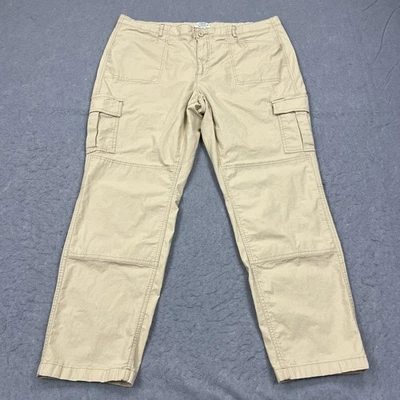 LL Bean Pants Women's 20 Beige Favorite Fit Stretch Canvas Cargo Utility Pockets - Image 1 of 4