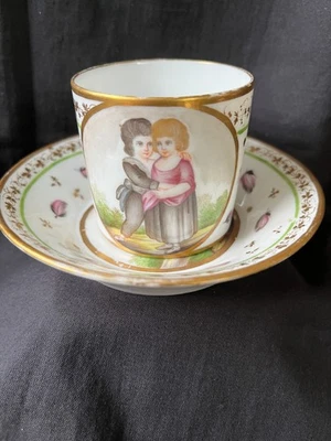 Antique Vieux Paris partially gilt white porcelain cup and saucer circa 1800. - Image 1 of 4