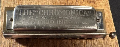 Vntg M. Hohner The "Chromonica" Harmonica Germany Key C 10 Hole Wood/Metal &Case - Image 1 of 4