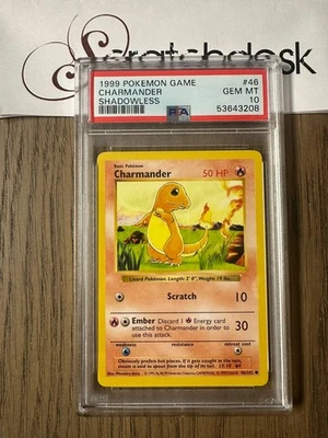 PSA 10 - Pokemon CHARMANDER 46/102 - Base Set SHADOWLESS - Starter GEM MINT - Image 1 of 2