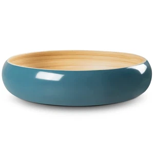 Bamboo Fruit Bowl for Kitchen Counter, 12 Inch Large & Round, Artisan Lacquer... - Picture 1 of 9