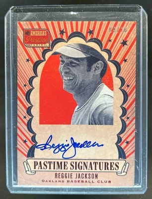 2013 Panini America's Pastime Reggie Jackson Signatures Gold Auto Jersey # #9/10 - Image 1 of 2