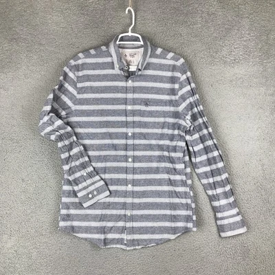 Original Penguin Shirt Mens Large Gray White Striped Button Down Cotton Casual - Image 1 of 4
