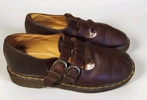 Dr Martens Mary Jane Shoes VTG Made in England MIE 8065 Brown Leather UK 7 US 9 - Picture 1 of 10