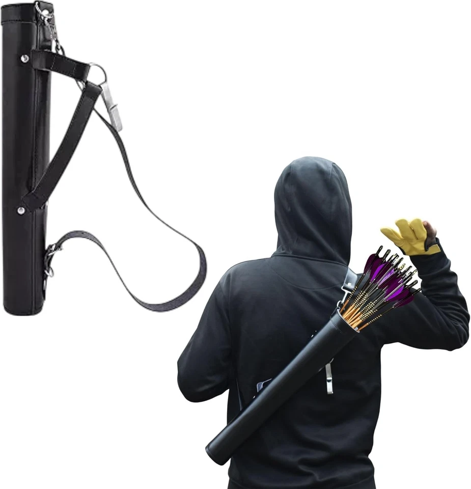 Handmade Genuine Leather Back Quiver | Traditional Archery Arrow Holder - Image 1 of 4