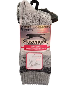 NWT Womans Slazenger Boot Sox 4 pr Gray Blk size 9-11 Poly Cotton Viscose Elast - Picture 1 of 6