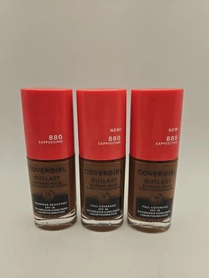 3x COVERGIRL Outlast Extreme Wear Foundation SPF18 880 Cappuccino 1 oz Exp.01/22 - Image 1 of 2