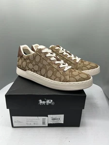 Coach Clip Low Top G4967 Damen Sneaker 8,5 B Khaki Saddle Jacquard Schuhe - Bild 1 von 10