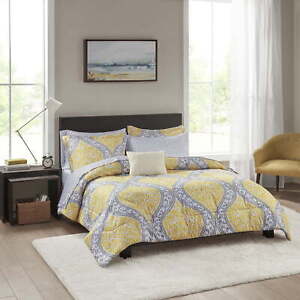Yellow Damask 8 Piece Bed in a Bag Bedding Set, Full