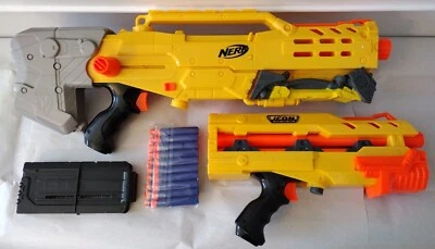 Nerf Longshot CS-6 Yellow N-Strike Icon Series 2 In 1 Toy Blaster Dart Gun. - Image 1 of 4