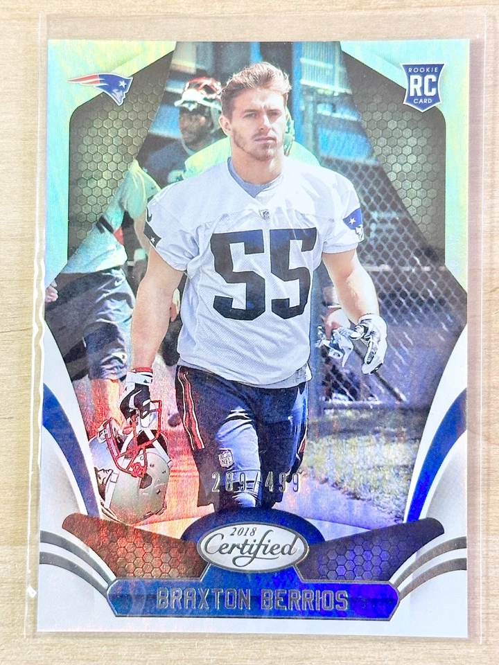 2018 Certified Rookies Mirror #180 Braxton Berrios /499 RC Patriots Dolphins - Image 1 of 2