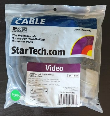 StarTech Brand DVIIDMM6 DVI-I Dual Link Flat Panel Cable 6ft - Image 1 of 3