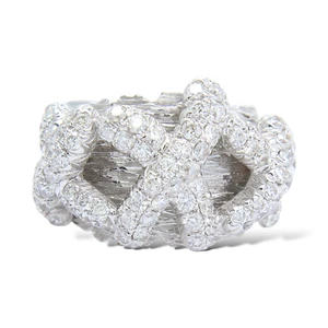 Hugs and Kisses Diamond Ring 18K White Gold  1.48 CT Size 6 NATURAL - Picture 1 of 5