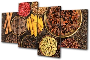 Food Kitchen Indian Spices MULTI CANVAS WALL ART Picture Print VA - Picture 1 of 1