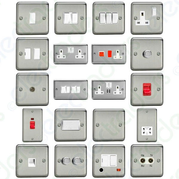 Varilight Brushed Matt Chrome Switches & Sockets with White Inserts - Image 1 of 1