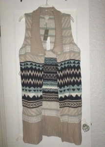Chaleco Largo Elijah Patrón Mixto Chico's Nuevo con Etiquetas $109 Chico's 2 M/L - Imagen 1 de 2
