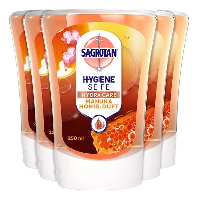 Sagrotan No-Touch Nachfüller Mandelblüte und Manukahonig Handseife 5 x 250 ml - Bild 1 von 4