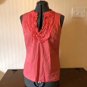 Ann Taylor LOFT Ruffled Coral Sleeveless Blouse, M - Picture 1 of 6